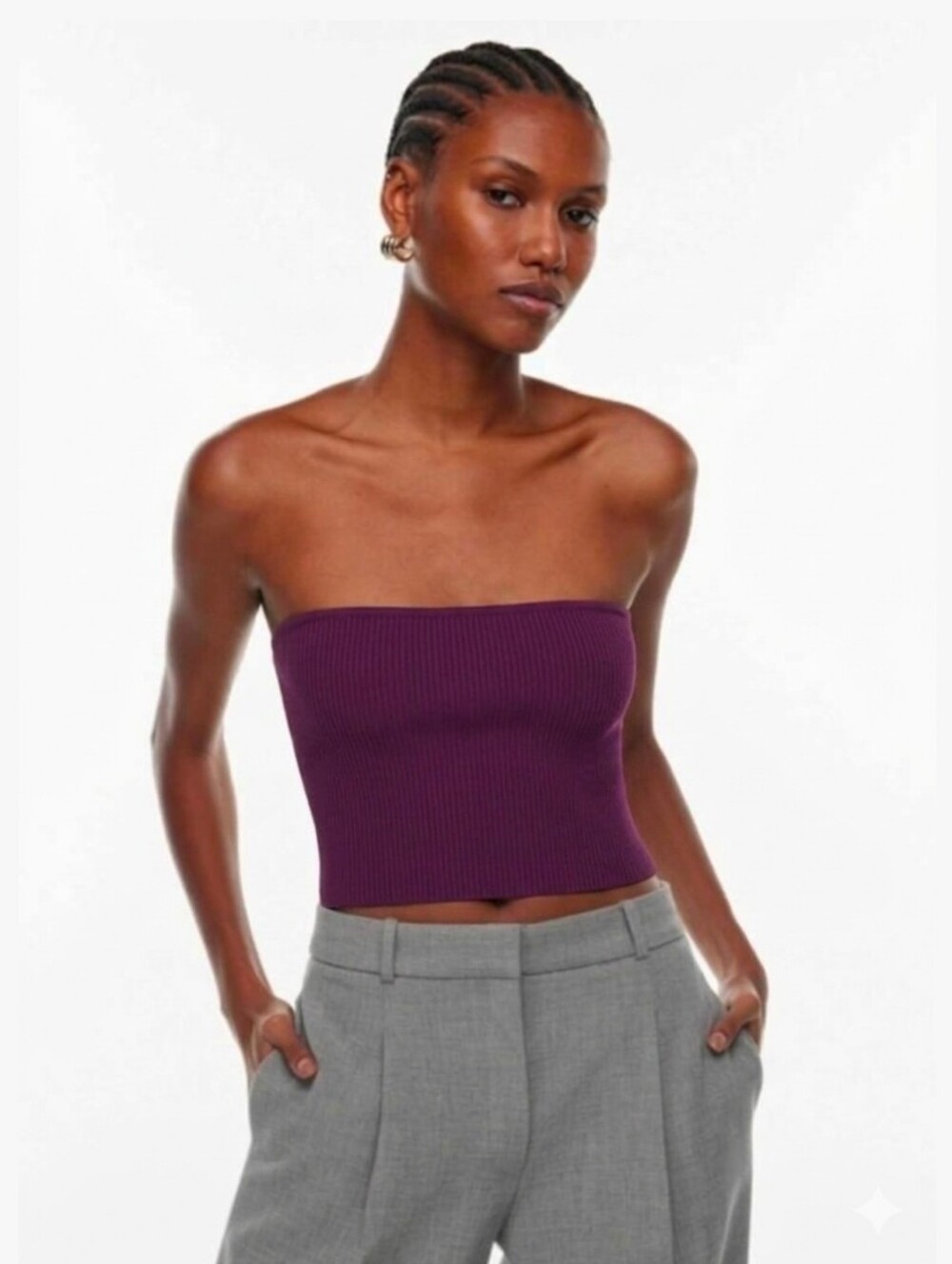 aritzia x Babaton sculpt knit crop Purple